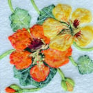 Hand Felted Nasturtium Textile Artwork 