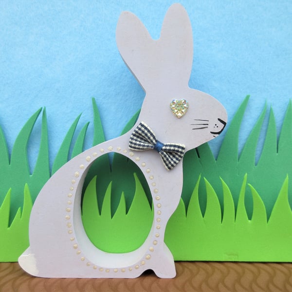 Easter Bunny Chocolate Egg Holder Wooden Hand Painted Gift