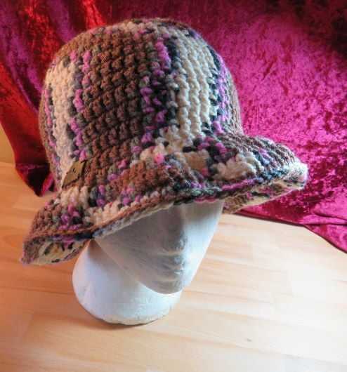 Hand Crocheted chunky Rim Bucket Style Hat In M... - Folksy