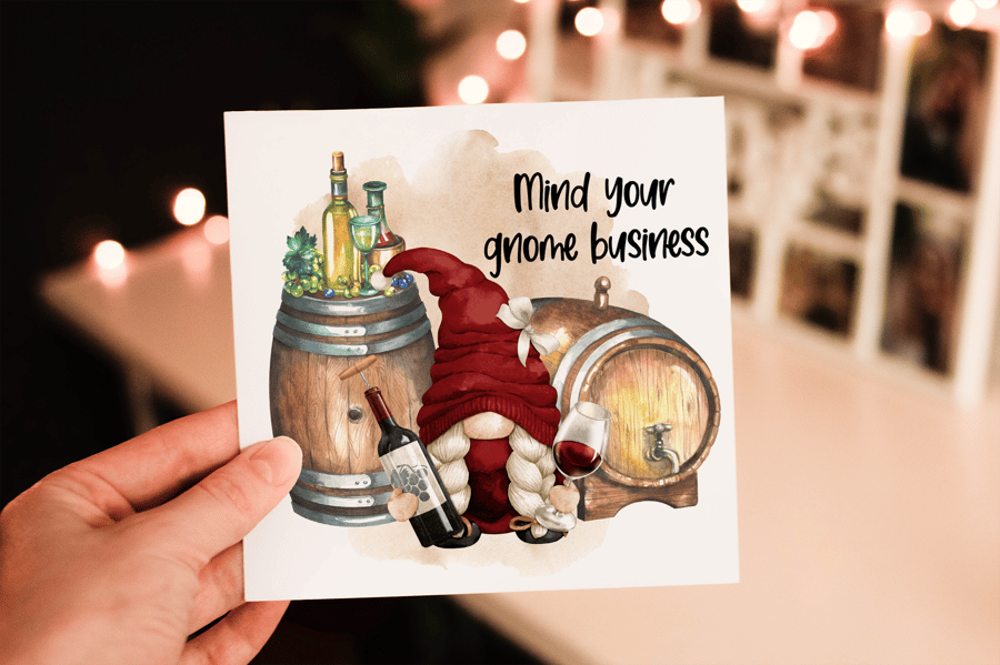 Mind Your Gnome Business Birthday Card, Gonk Birthday Card, Personalized Bee