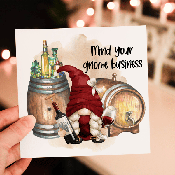 Mind Your Gnome Business Birthday Card, Gonk Birthday Card, Personalized Bee