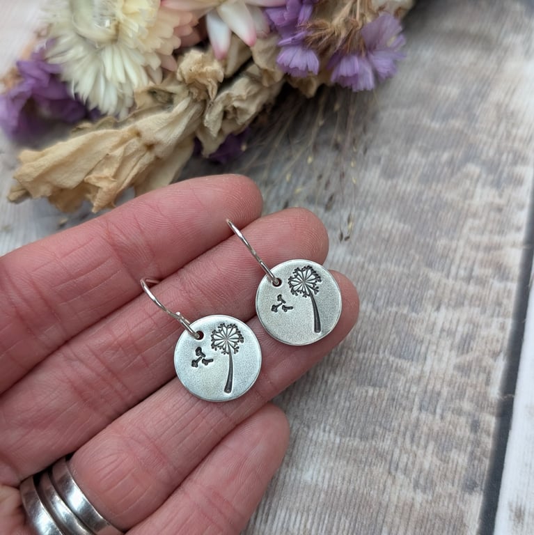 Sterling Silver Dandelion Disc Earrings - JBJ1062