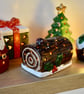 Hand-Painted Christmas Yule Log Tea Light Holder - Christmas Candle Holder - Image 4