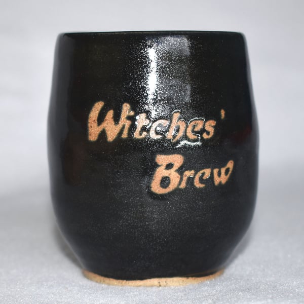 Witches Brew wheel thrown pottery wine cup tumbler (Free UK postage)