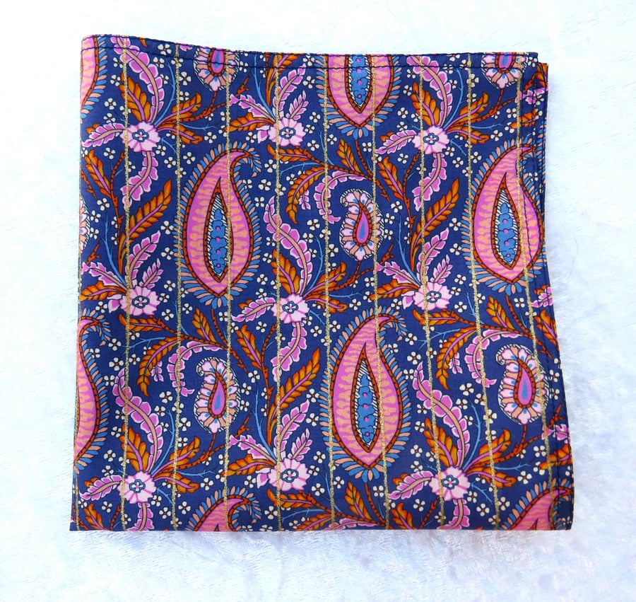 Liberty print Gents handkerchief, pocket square, Shabani Paisley
