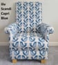 Blue Birds Armchair & Footstool Handmade Accent Chair Nursery Fireside Small - Image 5