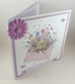 Handmade birthday card - bear with envelope of flowers - Image 7