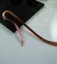 Bookmark, Forged and Stamped Copper, Rose Quartz and Moonstone - Image 5