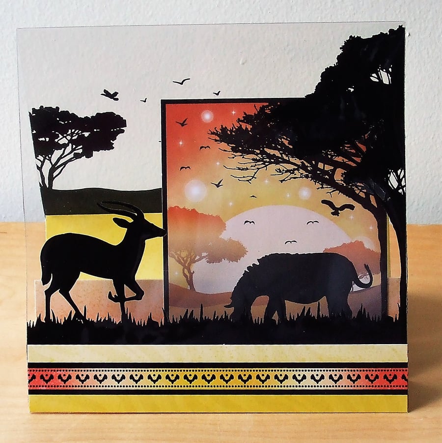 Safari Card, Antelope and Zebra