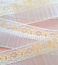 White and yellow flower pretty pleated ribbon trim braid, 3 metres - Image 1