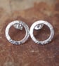Studs - Sterling Silver studs, silver ring stud earrings with bubble pattern