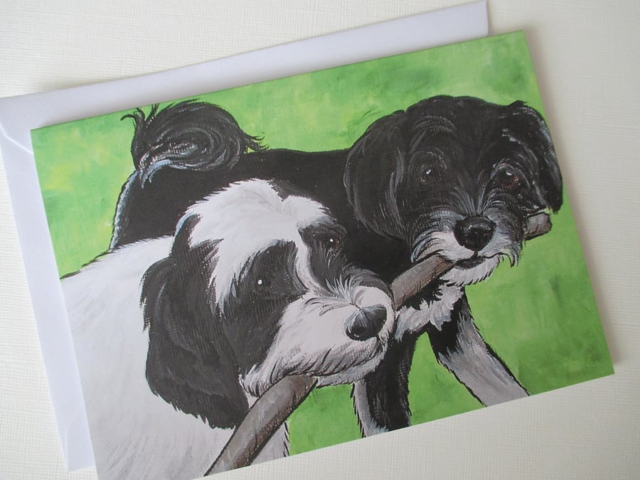 Dog Blank Greetings Card print from original pet portrait painting