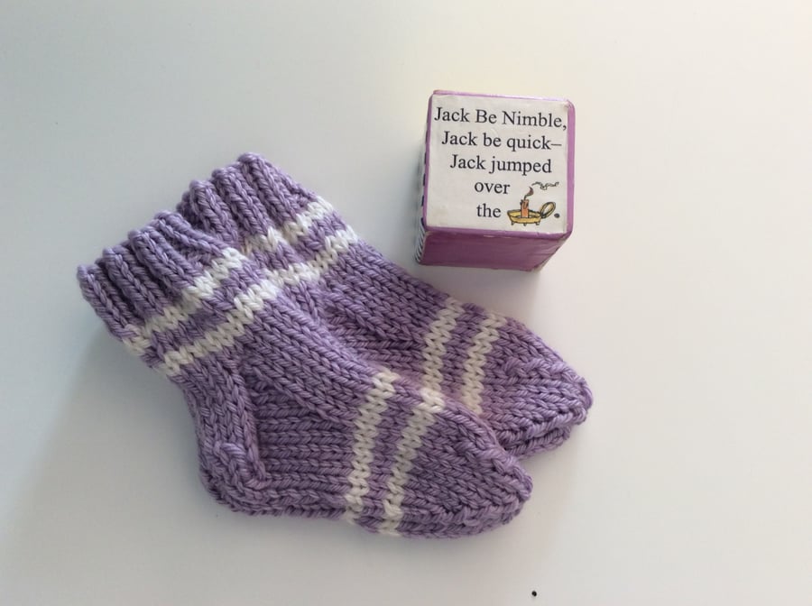 Hand knitted baby socks