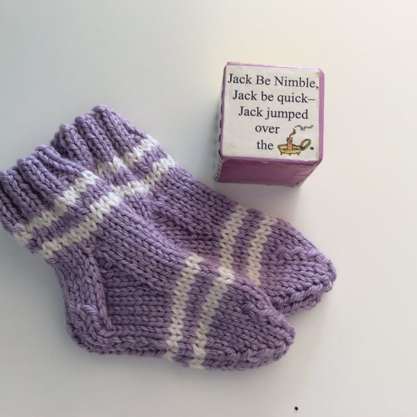 Hand knitted baby socks