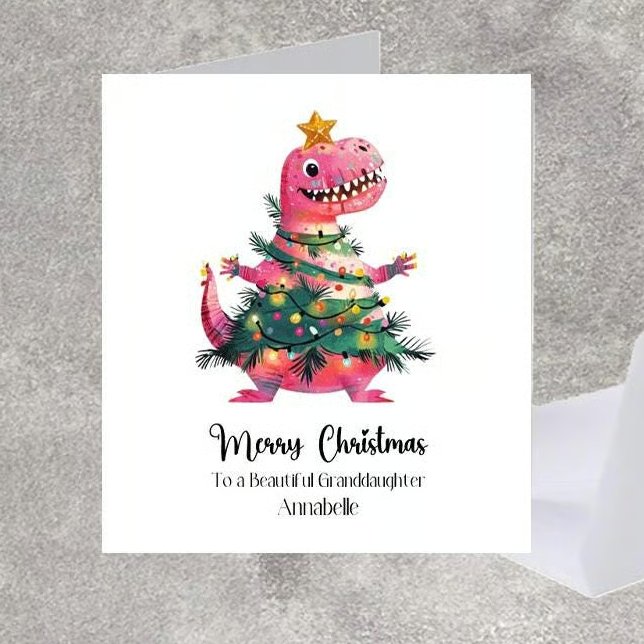 Dinosaur Christmas Card Personalised Christmas Card for Her