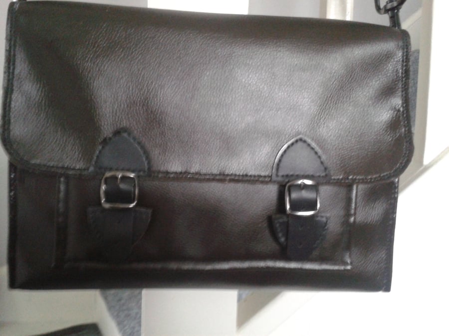 brown eco leather satchel style shoulder bag  on sale