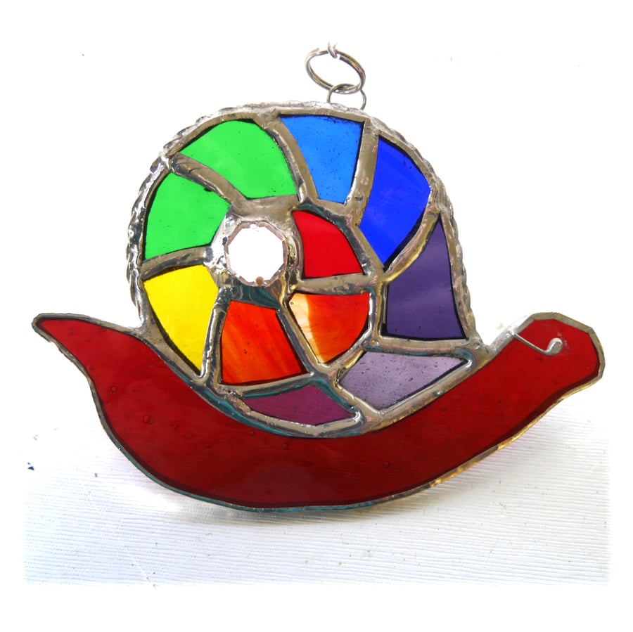 Snail Suncatcher Stained Glass Handmade Rainbow 013