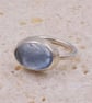 Handmade Silver Bezel Ring with Oval Synthetic Aqua Spinel : Size J - Image 7