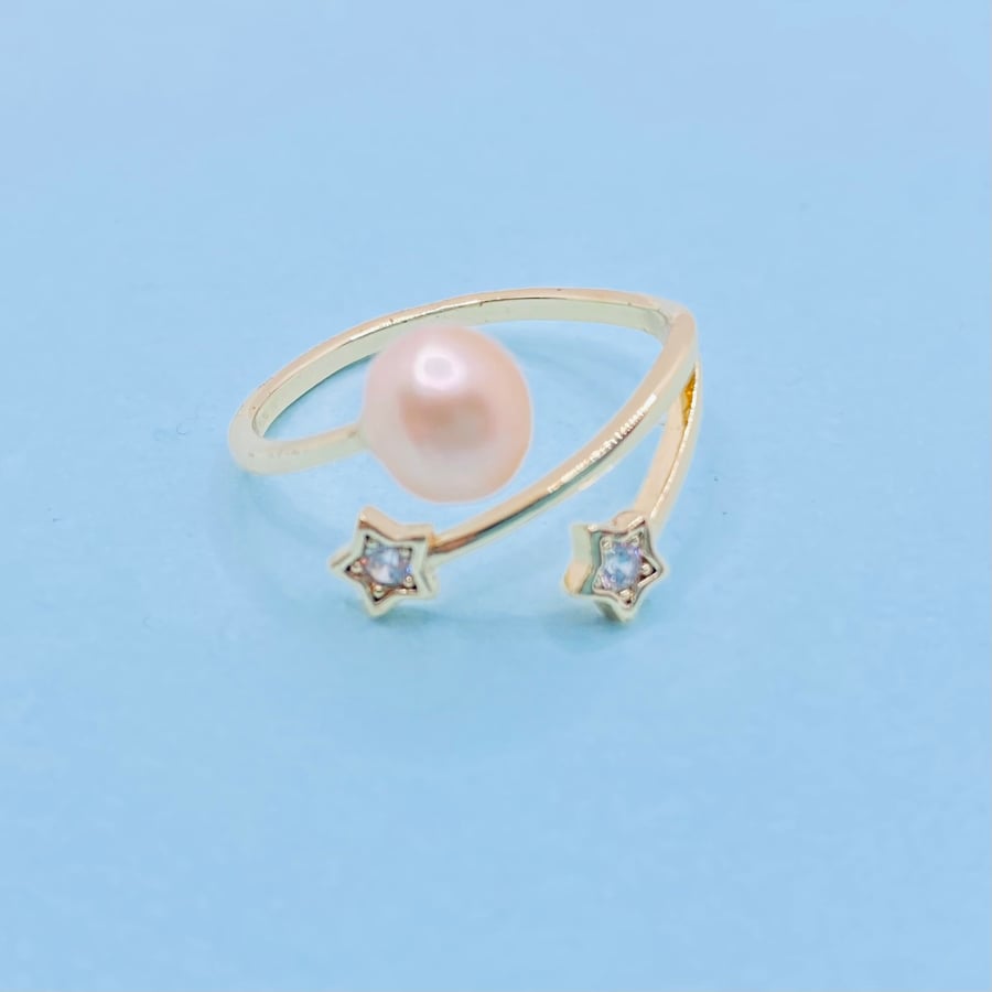 Freshwater Pearl Adjustable Gold Plated Ring