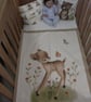 Handmade Padded Cot Quilt Set – Baby Deer Motif, Pillowcase, Cushion Cover 