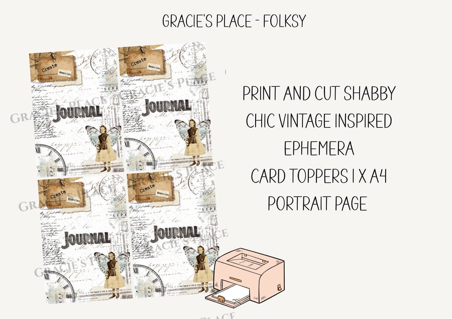 Junk journal cards digital download ephemera 