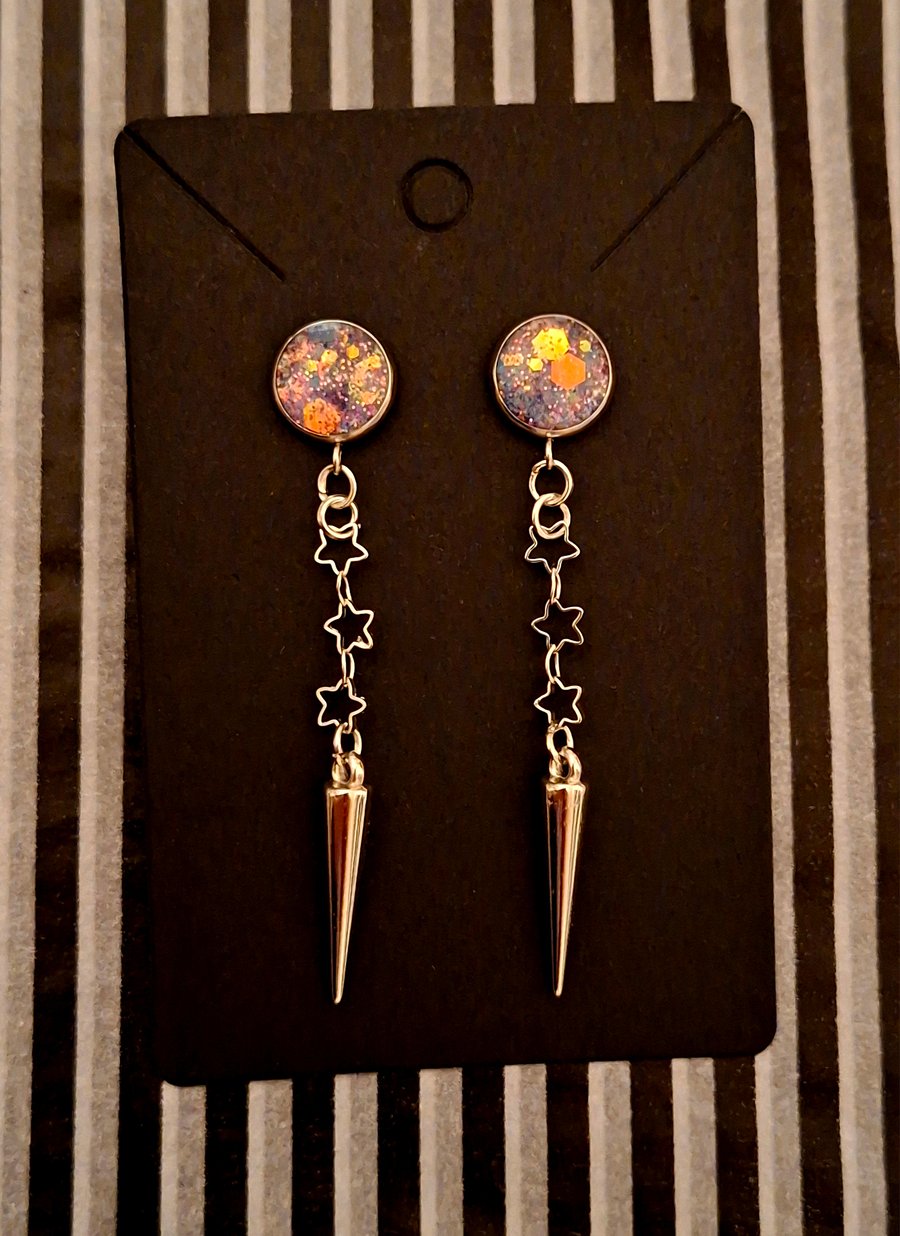 Gothic emo punk star spike earrings alternative dangly