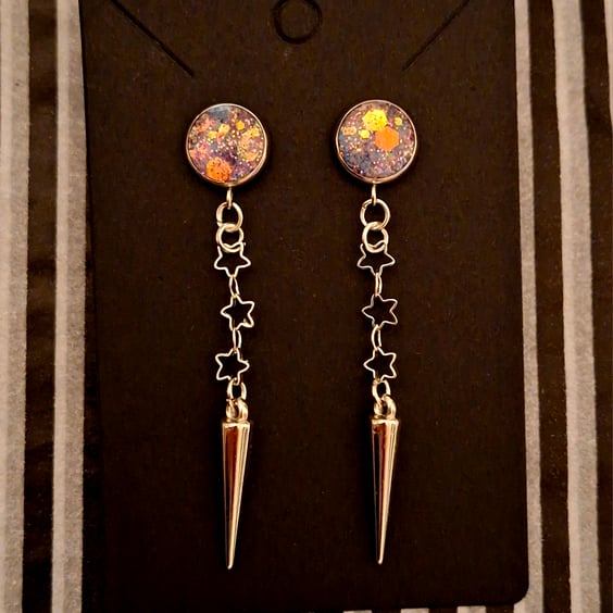 Gothic emo punk star spike earrings alternative dangly