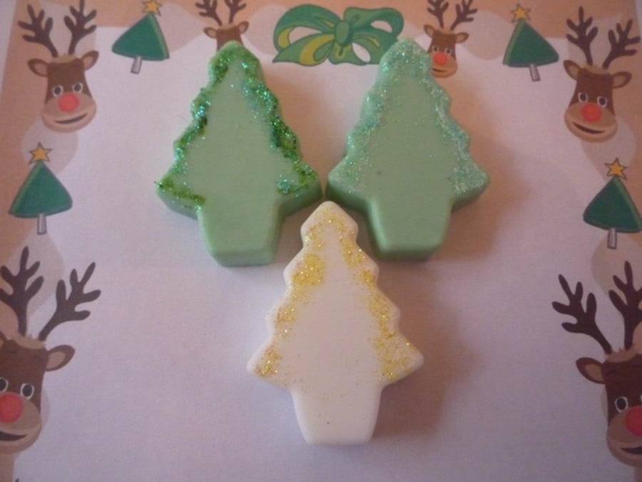 christmas tree soaps x 2