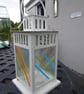 Small Fused Glass White Metal Lantern - Image 2