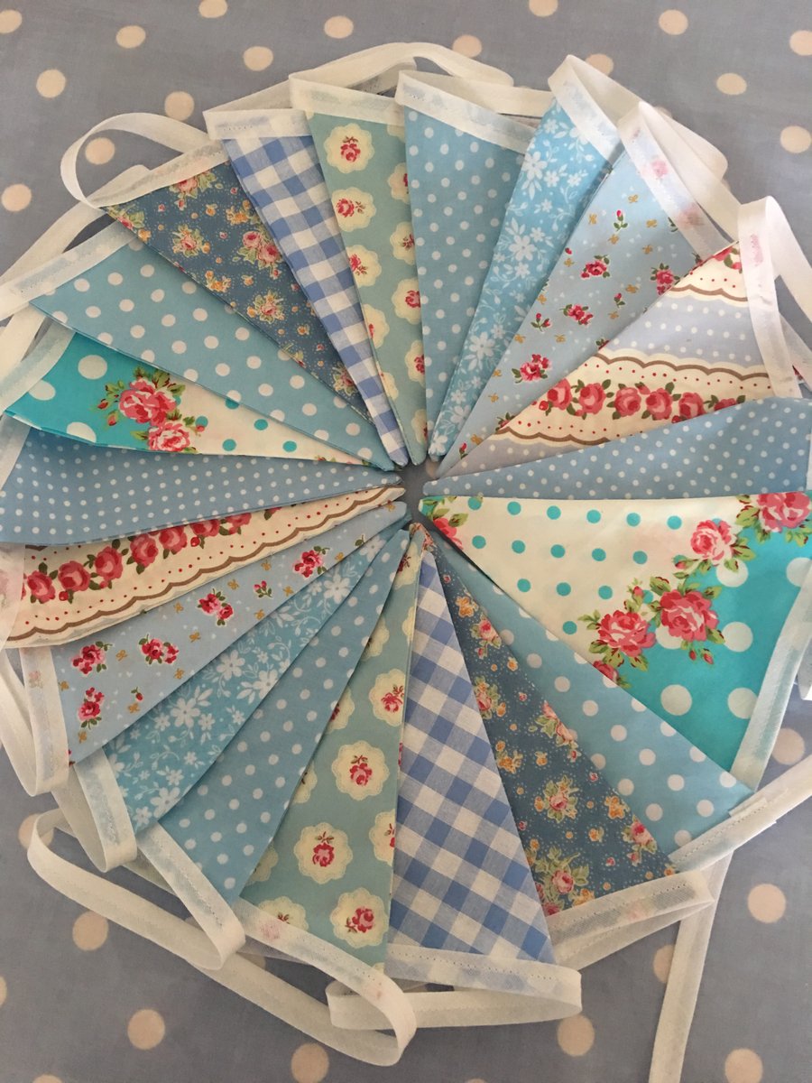 Shades of blue  cotton fabric bunting, banner, wedding,party flags