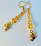 Halloween Witch Earrings, Sparkly Gold Glass, Trick Or Treat Costume Jewellery - Image 3