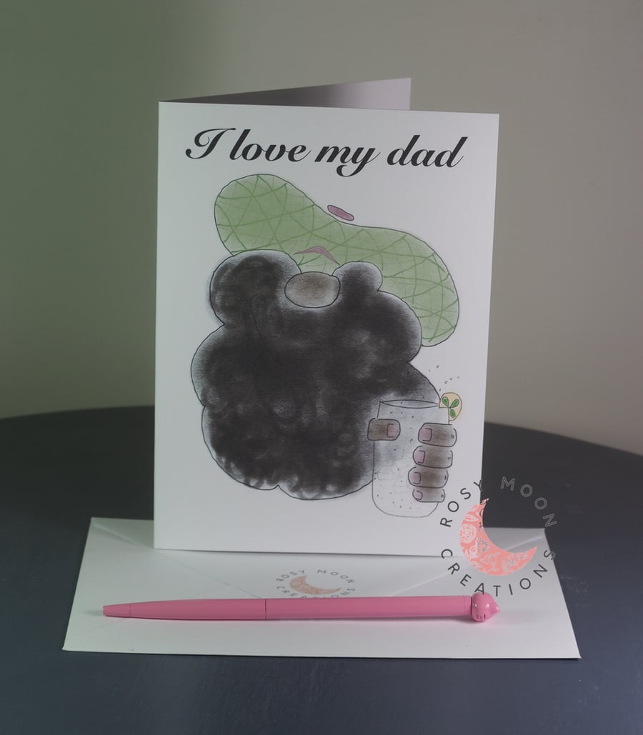 Bearded Bloke with a Tall Drink, Blank Card