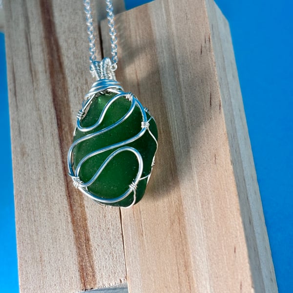 Scottish Sea Glass Pendant, Unique design, Swirly