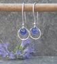 Silver and enamel circle earrings, silver circle earrings, long silver earrings - Image 1