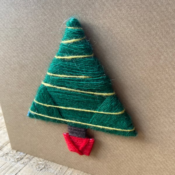 Hand Dyed British Wool Card Wound Christmas Tree Card