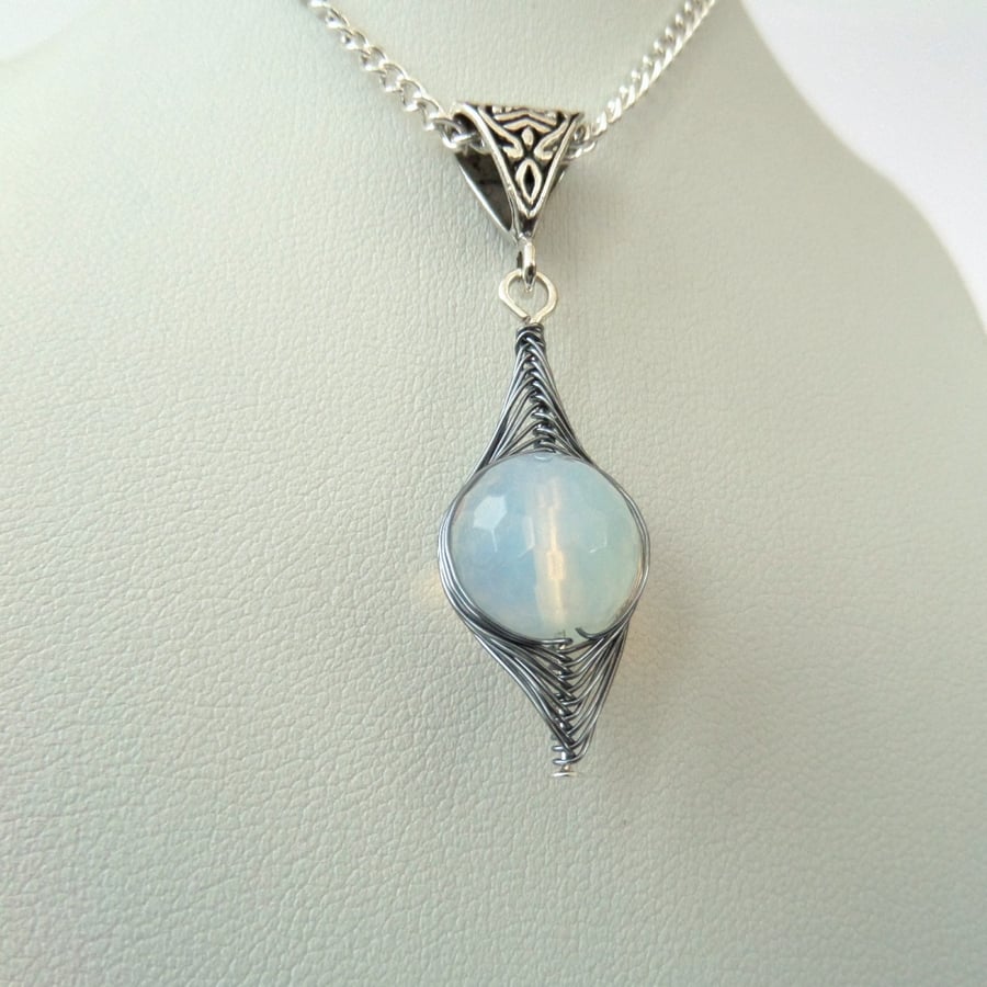 Wire wrapped opalite necklace