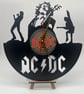 AC DC Laser-Cut Wall Clock Made from a Recycled Vinyl LP Record