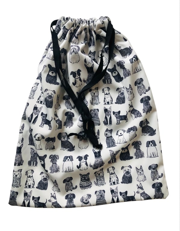 Whimsical dogs drawstring storage bag