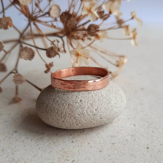 Hammered Copper Band Ring for Finger or Thumb