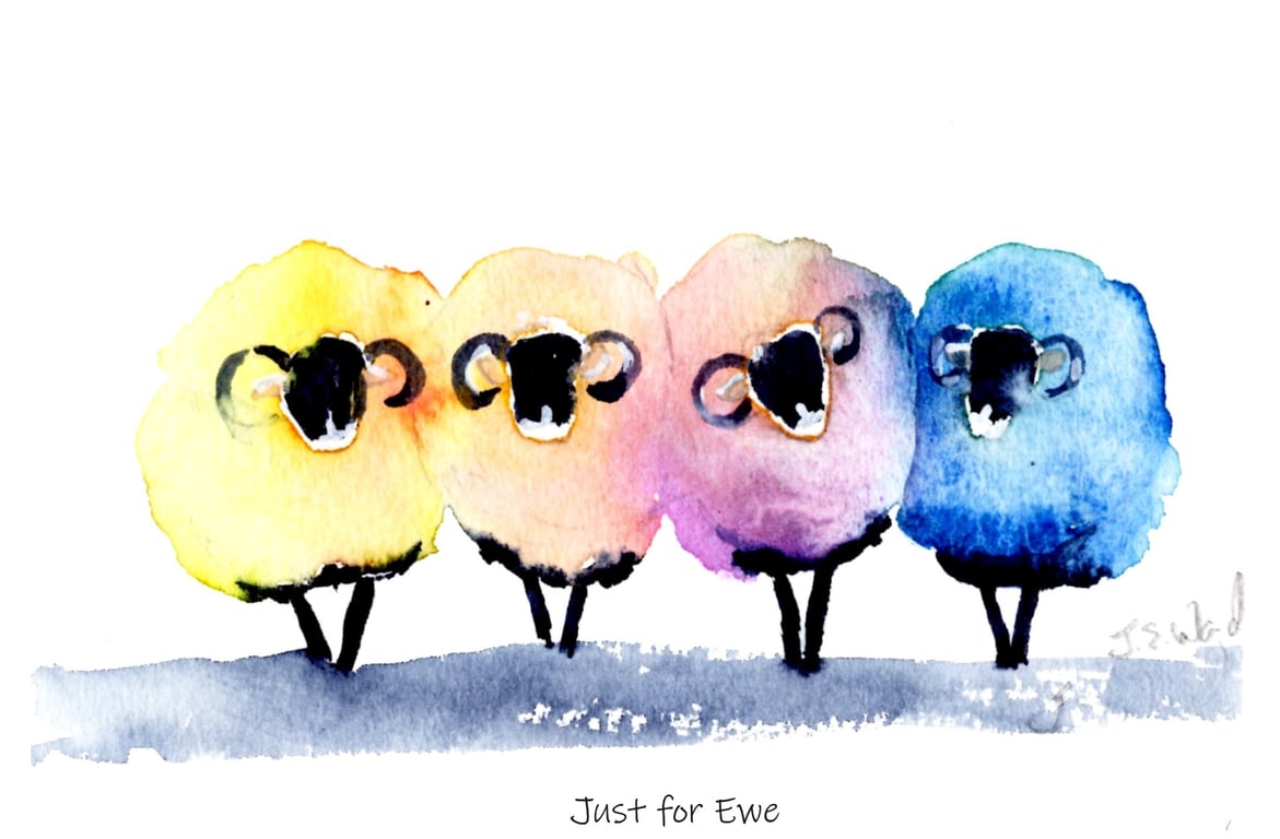 'Just Four Ewe ' Sheep  Print card