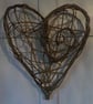 Natural Woven Willow Spiral Heart, St Dwynwen's day, Valentine, made to order - Image 4