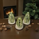 Set of 3 Handcrafted Christmas Tree Tea Light Holders
