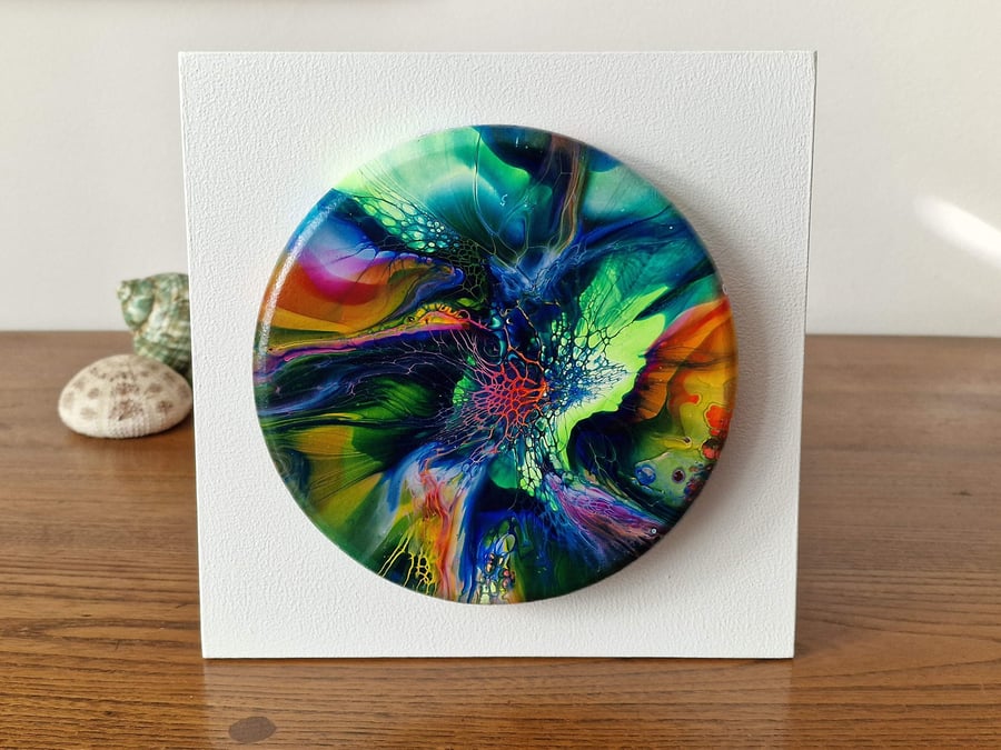18.8cm x 18.8cm acrylic pour painting wall plaque