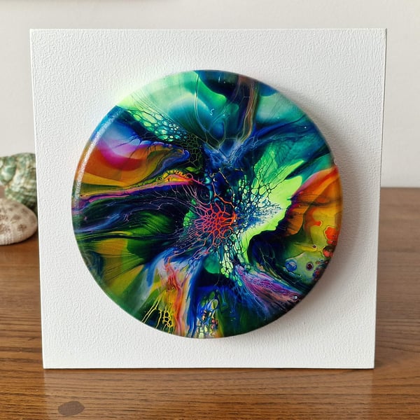 18.8cm x 18.8cm acrylic pour painting wall plaque