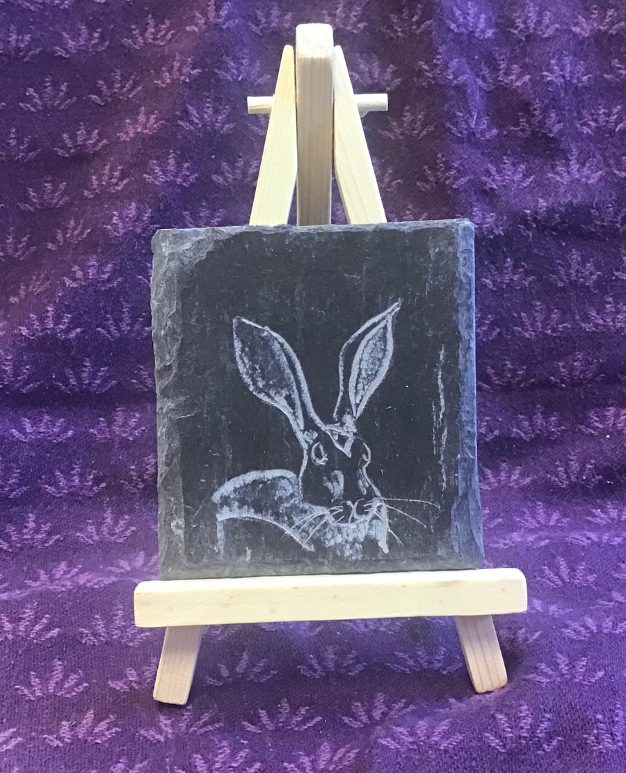 Brian the Hare - original art hand carved on slate