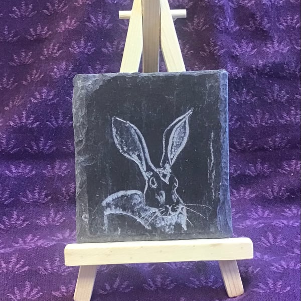 Brian the Hare - original art hand carved on slate