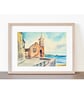 Original ACEO Miniature Watercolour Painting Kingsand Clock Tower Cornwall - Image 3