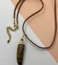 Yellow tiger's eye horn pendant with copper wirework - Image 5