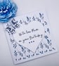 Happy birthday card with blue wildflower, heart with message and  butterfly