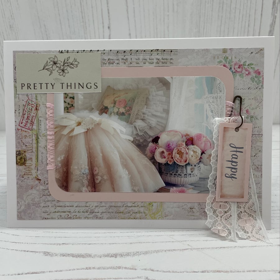Greeting Card - Pretty Things, Happy by Carolee Crafts   C14